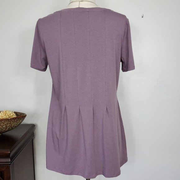 AnyBody Cozy Knit Seamed Tee Faded Plum Cotton Modal Spandex Top NWOT Size M - Picture 5 of 9